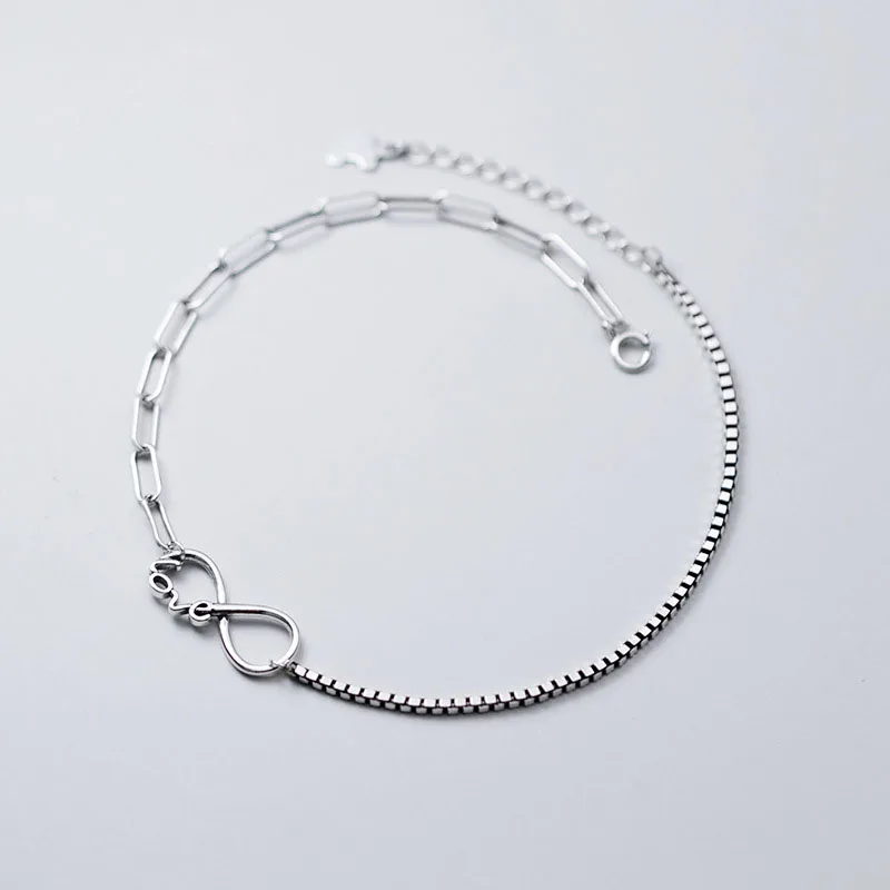 

Bijoux Wholesale Love Infinity Chain Anklets For Women Sterling Silver 925 Jewelry