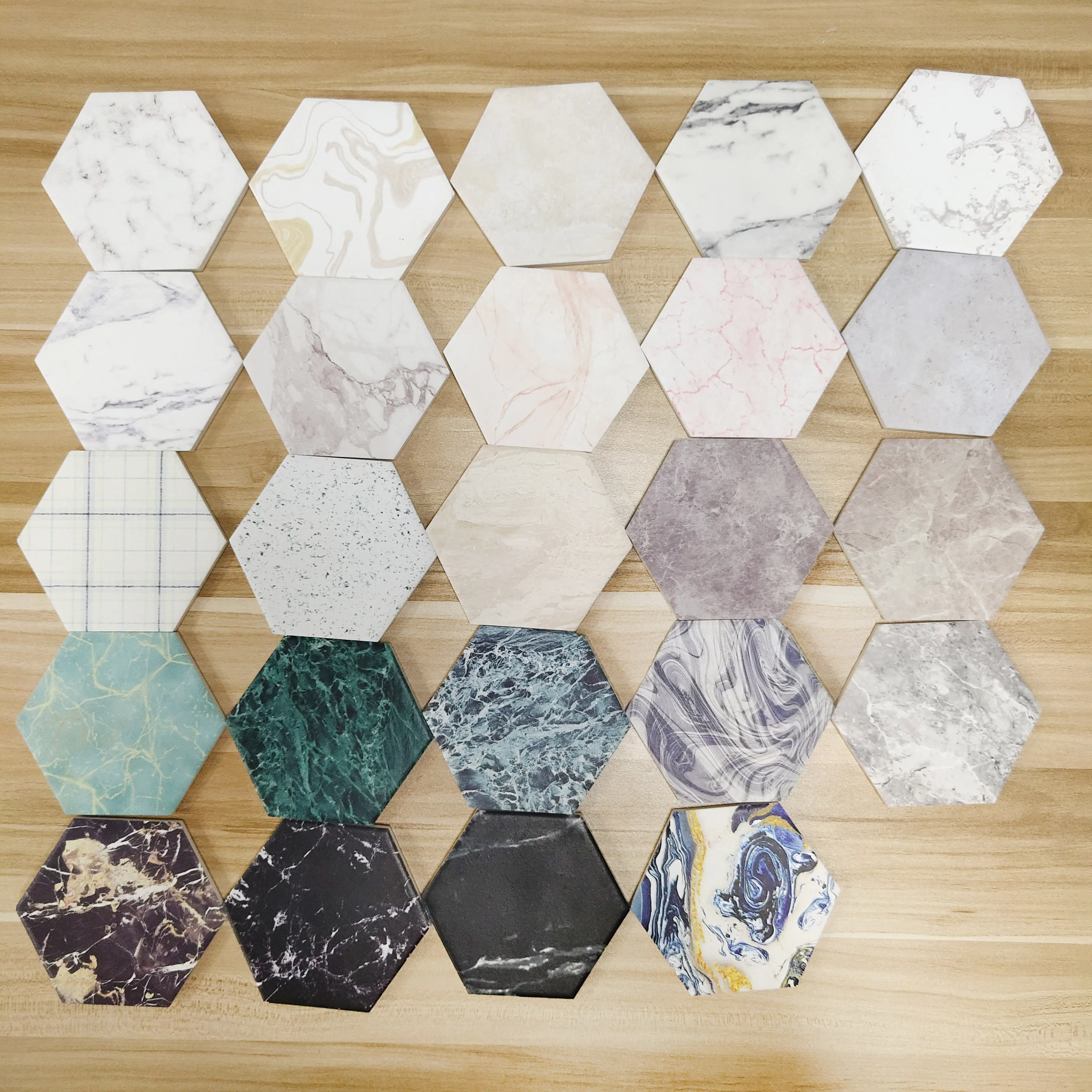 

Wholesale Custom Coasters Marble Pattern Absorbent Hexagon Ceramic Coaster