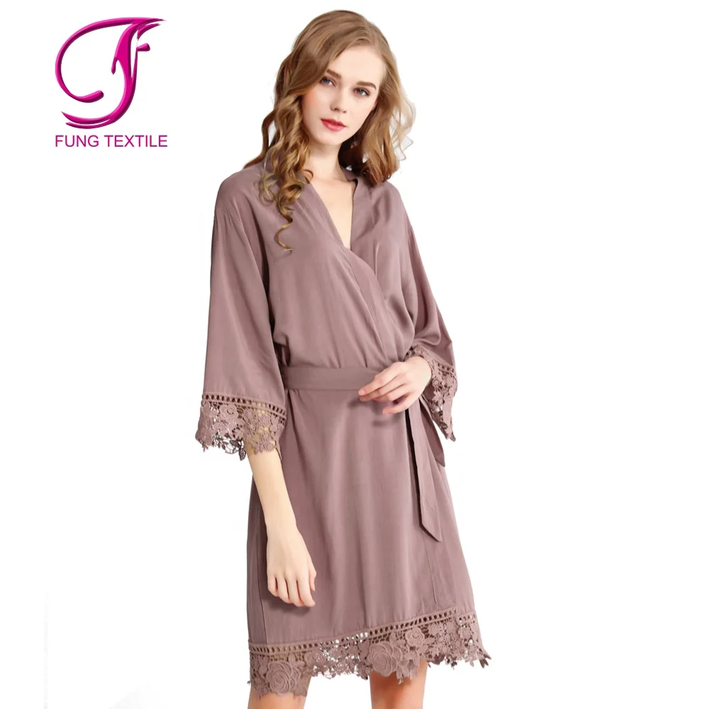 

Fung 3028 High Quality Cotton Robe With Lace Kimono Robe For Womens, Many hottest colors