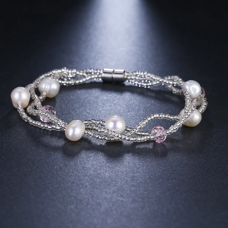 

Pearl Bracelet Freshwater Pearl Jewelry Rice Bead Bracelet Magnet Clasp Bracelet