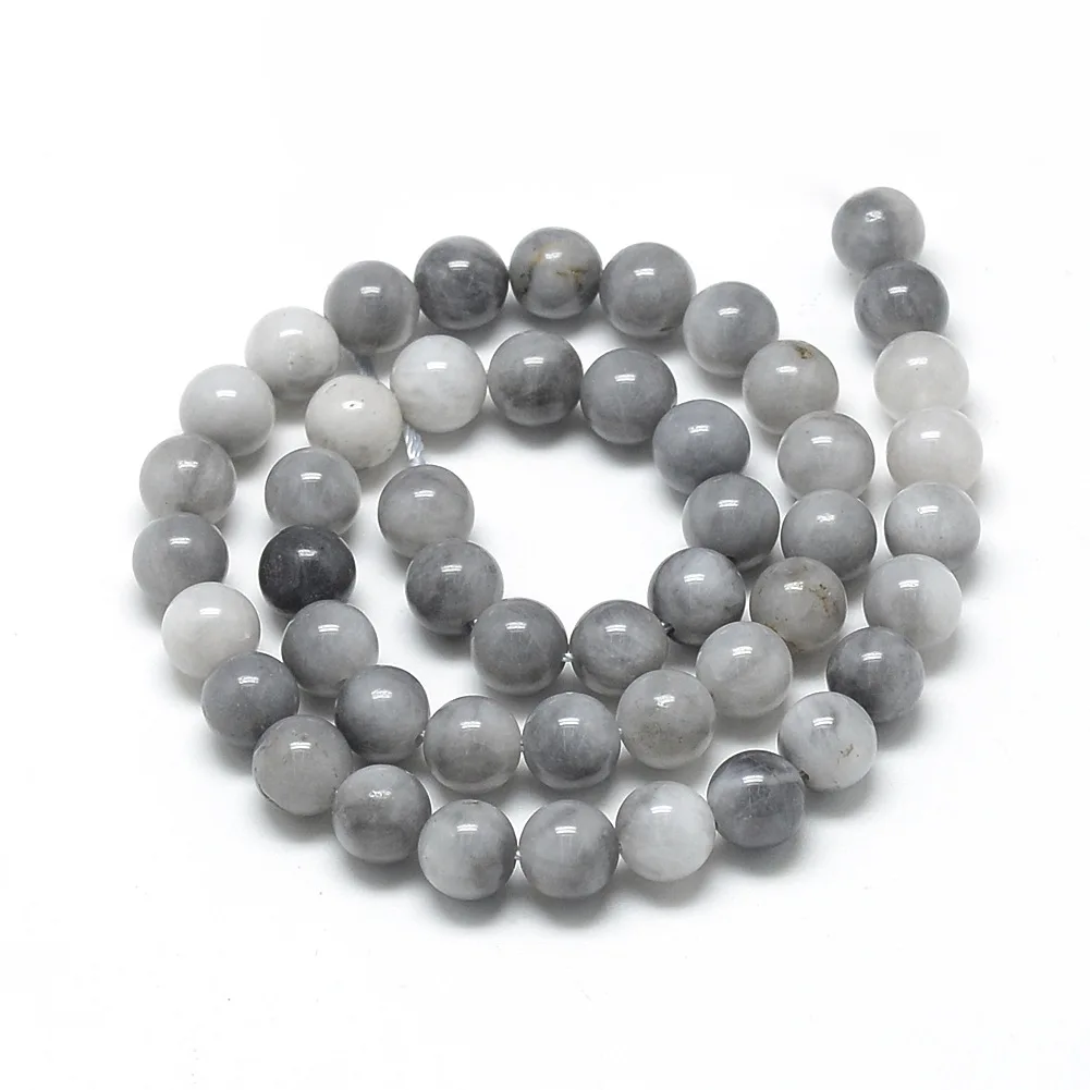 

Hobbyworker 8mm Natural Hawkeye Diy Handmade Grey Stone Beads for DIY Jewelry Making Wholesale