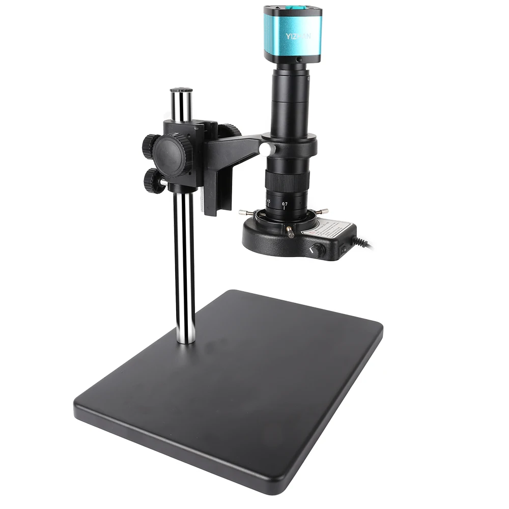 

48MP HD-MI USB Industrial Digital Video Microscope Camera 180X Zoom C-Mount Lens For Phone PCB Soldering Repair Big Metal Stand