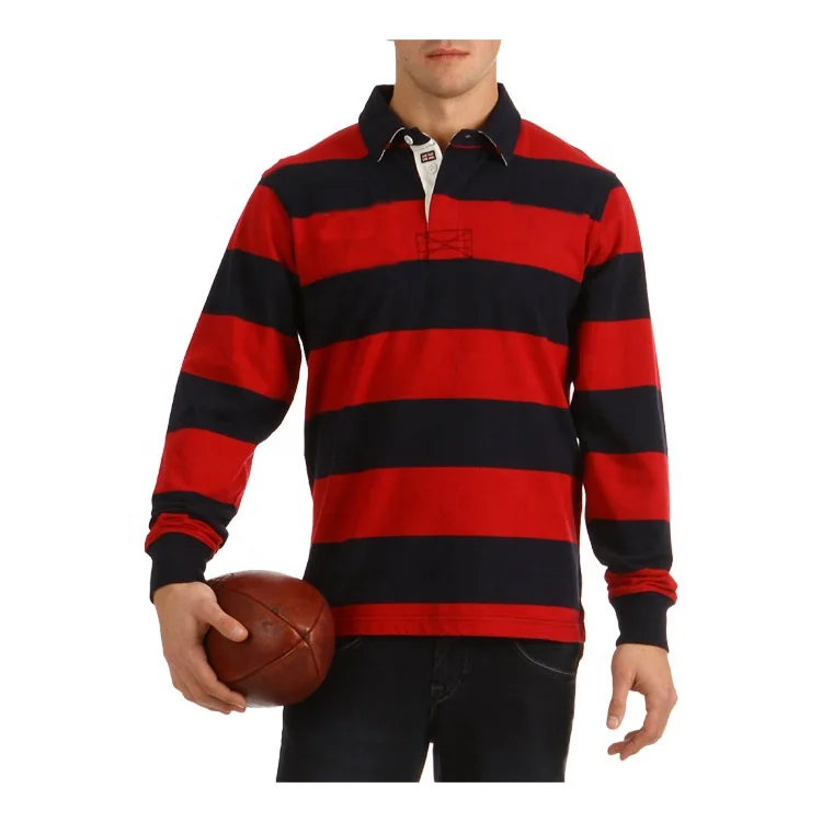 

Custom stripes embroidery logo long sleeve rugby polo, Customized color