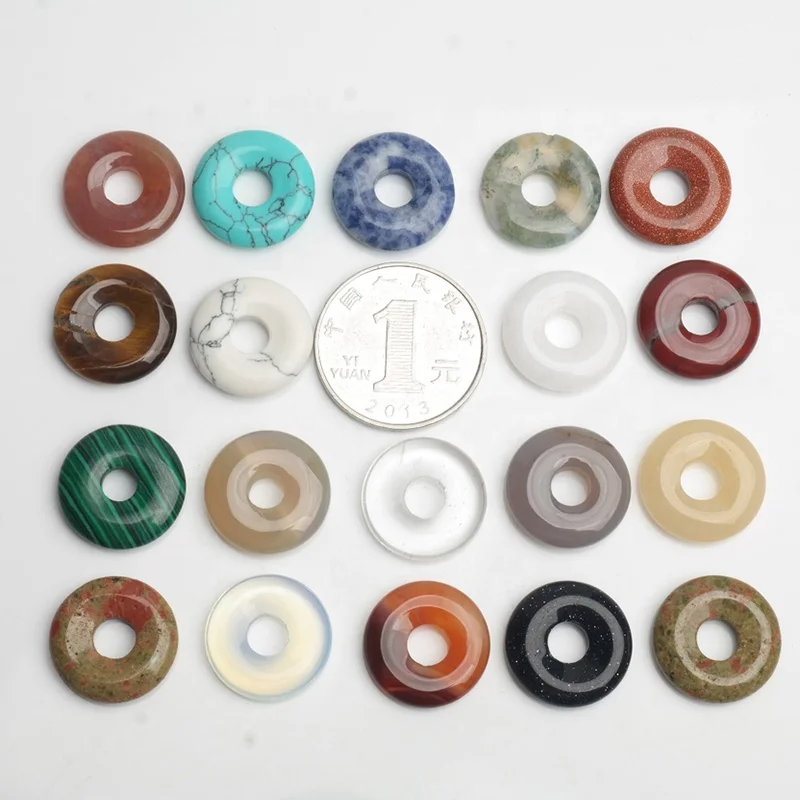 

Natural Agate Carnelian Gemstone Donut Round Shape Jewelry Connector Pendant for Diy Jewelry Making Necklace
