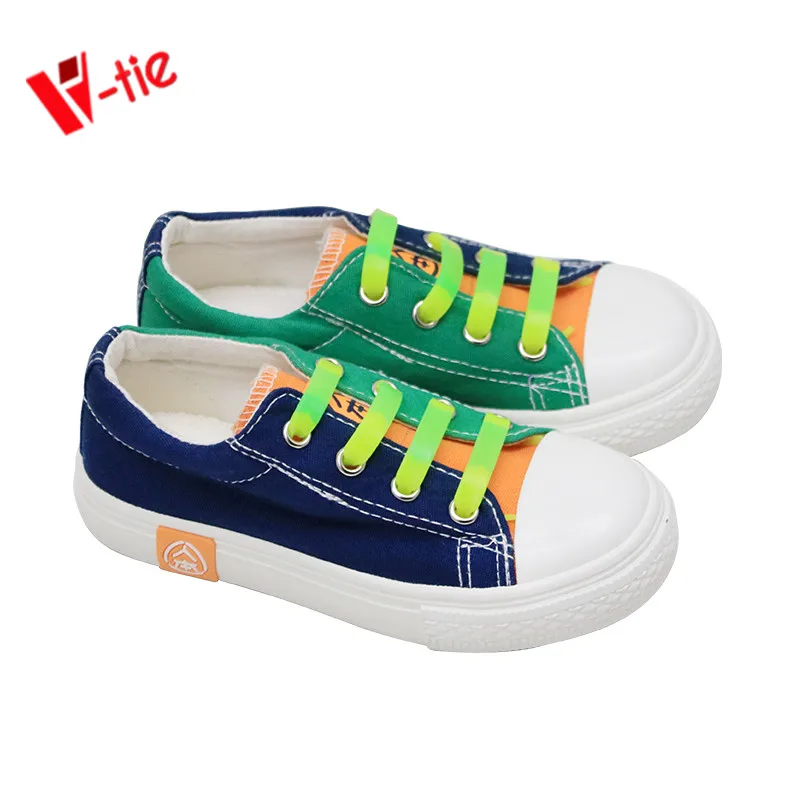 

Factory large promotion gradient color lace two-color mixed silicon shoelace suitable for adults and children all kinds of shoes, 5 colors