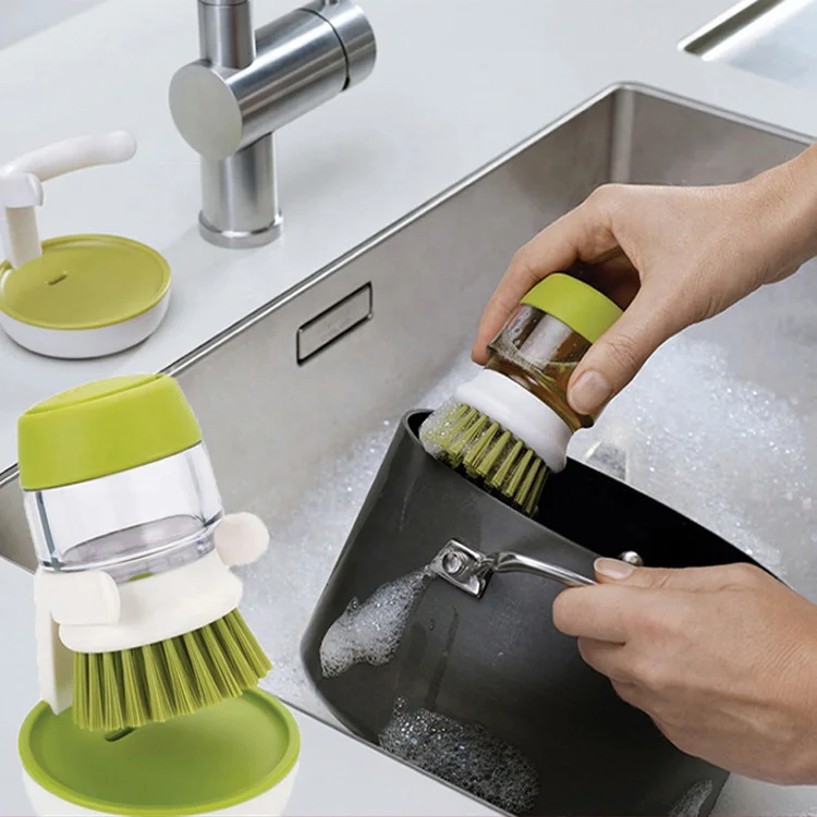 

Plastic Kitchen Dish Cleaning Brushes Automatic Soap Liquid Add Pot Brush Strong Decontamination Brush for Kitchen Accessories