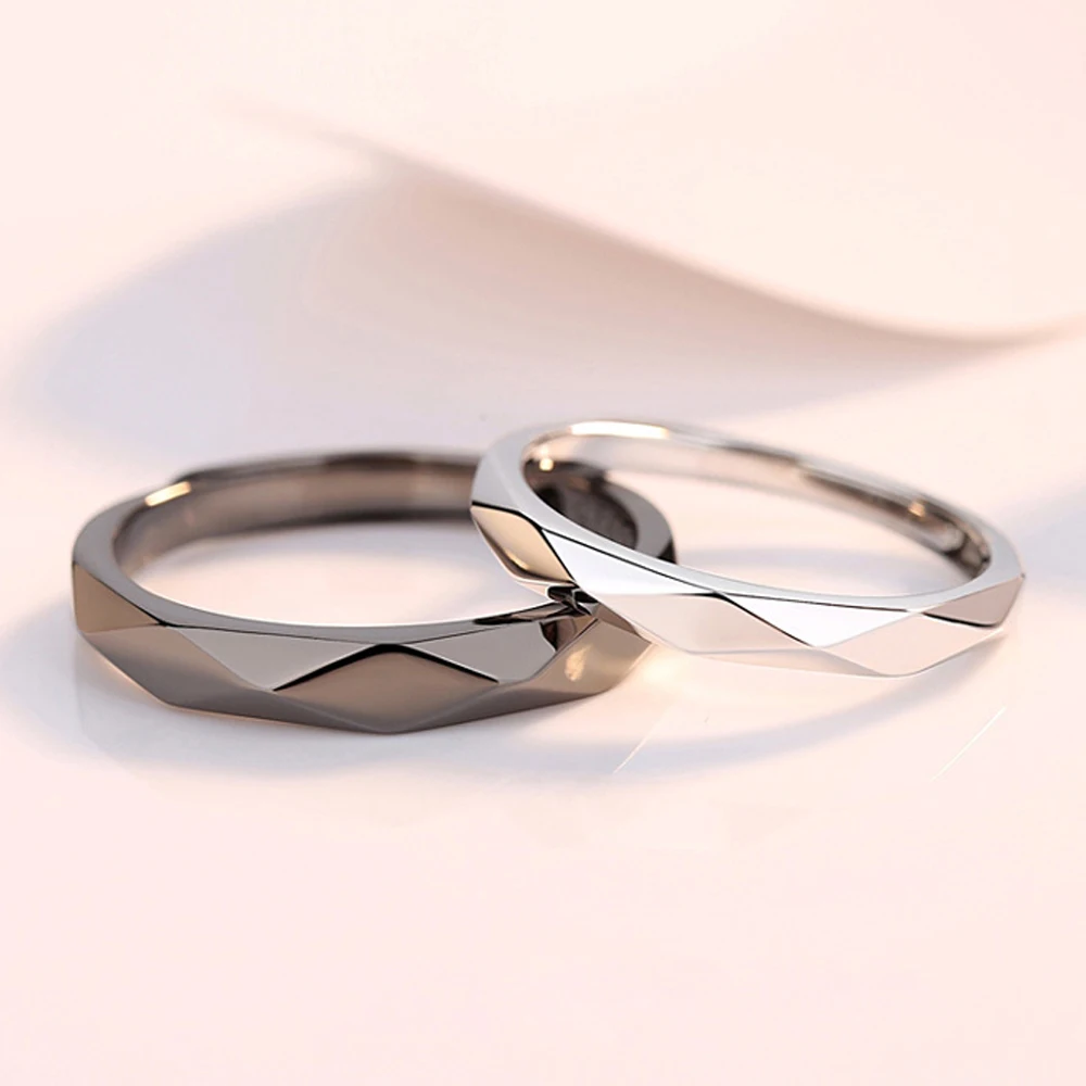 

High Quality 18k Solid Gold Couple Ring Jewelry Adjustable 18k Gold Silver 925 Wedding Ring for Couple