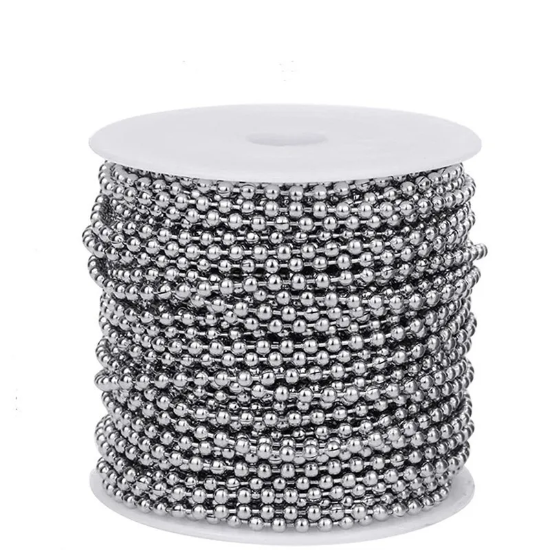 

100M Length 3mm Beaded Chain Roll Stainless Steel Necklace Chains For Jewelry Making