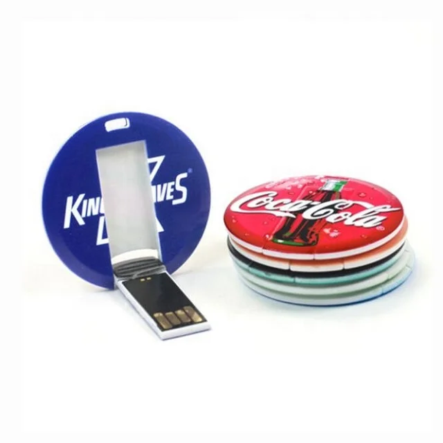 

Novelty Mini Cute plastic round USB stick, cartoon character double sides imprint super thin waterproof circle usb for souvenir, White