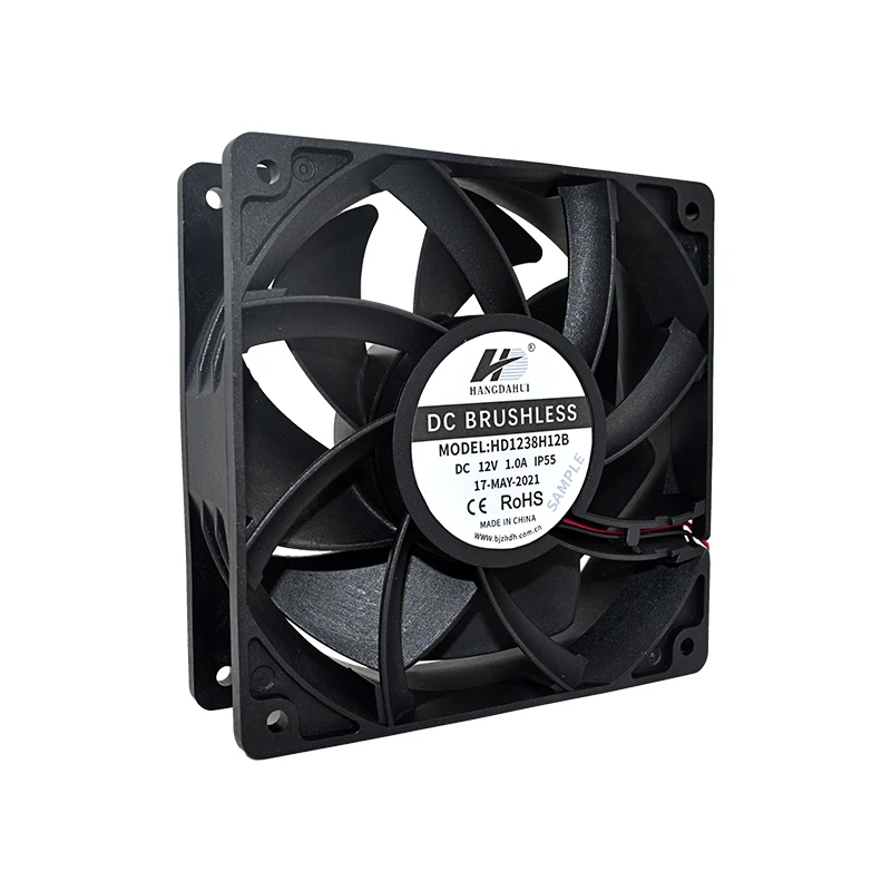 

HVLS fan 120x120 1.0A 3600rpm waterproof fan IP55 2 pin 12038 brushless fan ball