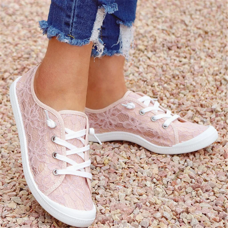 

Summer Wholesale Casual Flat Shoes Sneakers Lace Canvas Shoes for Women, As pic show, customized