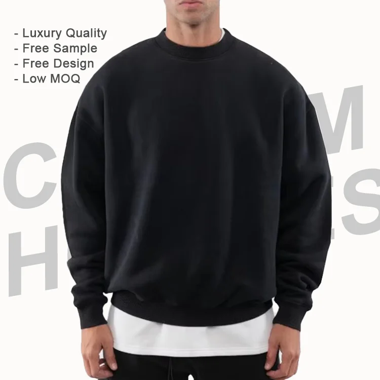 OEM Blank French Terry Fleece Custom Crewneck Oversized Sweatshirt Cotton Drop Shoulder Luxury Men Hoodies Clothing 2025