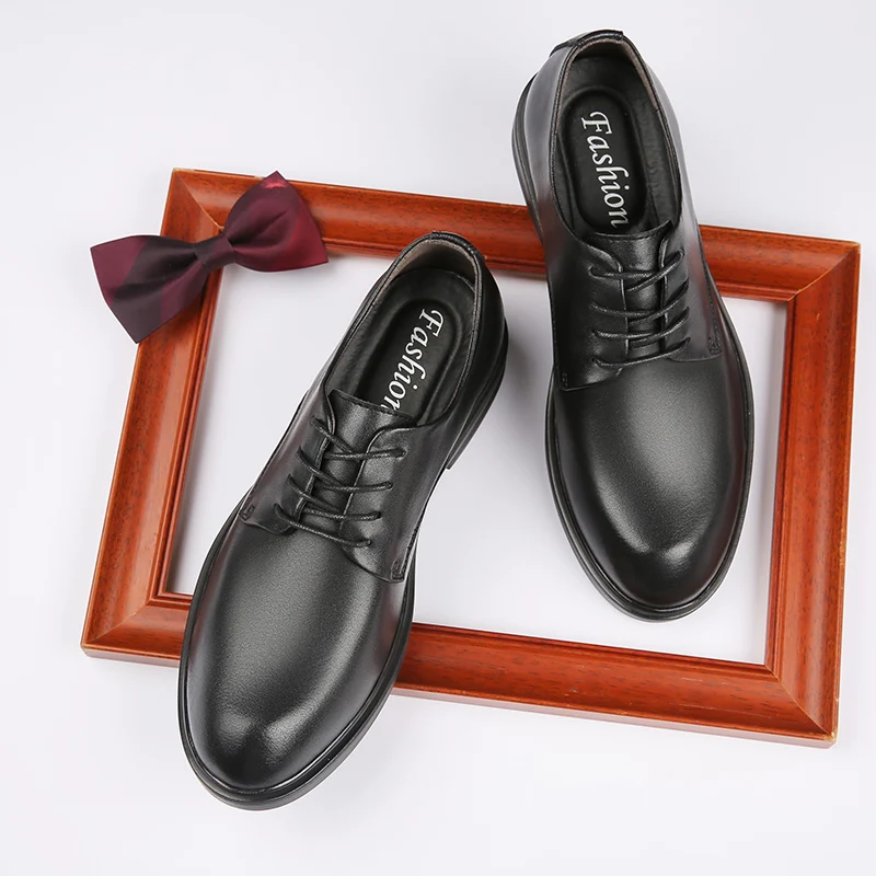 

Fast delivery Soft man italian men dres shoes leather low MOQ, Black