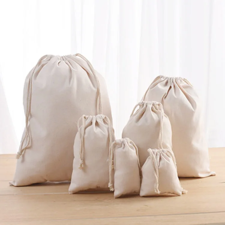 

Natural goog fabric free samples wholesale prices recyclable popular drawstring muslin cotton bags with custom logo/design