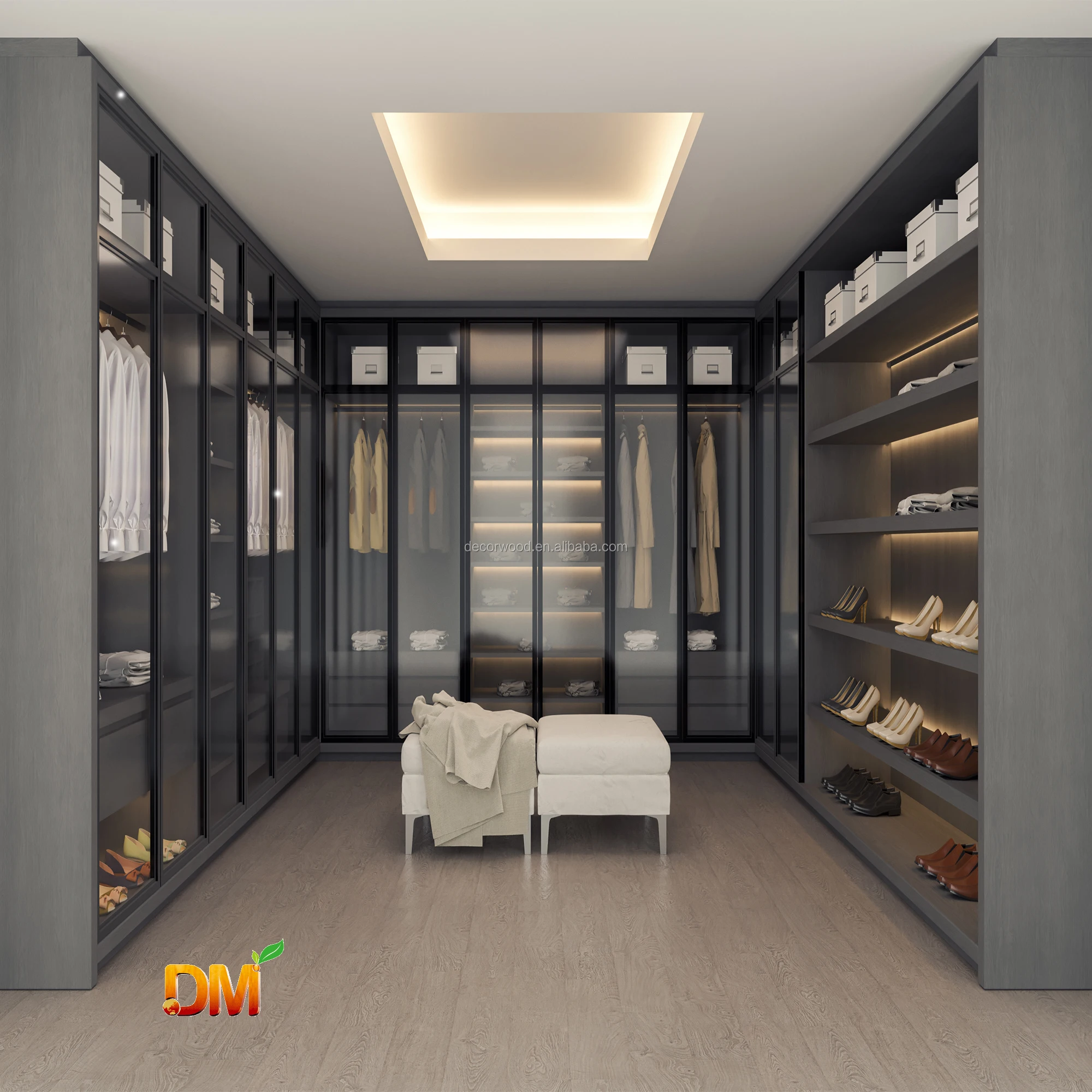 现代设计玻璃衣柜内阁室内设计卧室