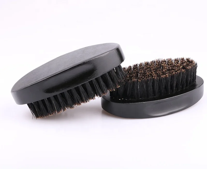 

Profession black wood salon custom logo curved handle beard wave brush for men