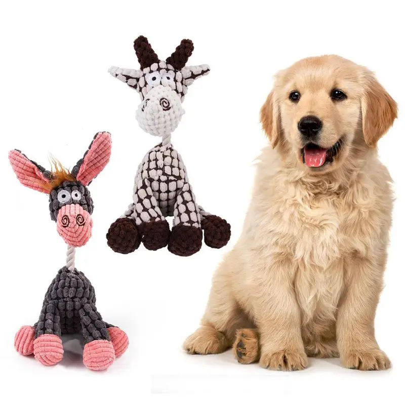 

Wholesale Fun Pet Toy Donkey Shaped Corduroy Chew Toy For Dog Puppy Squeaky Plush Bone Molar Toy Pet Training Dog Supplies