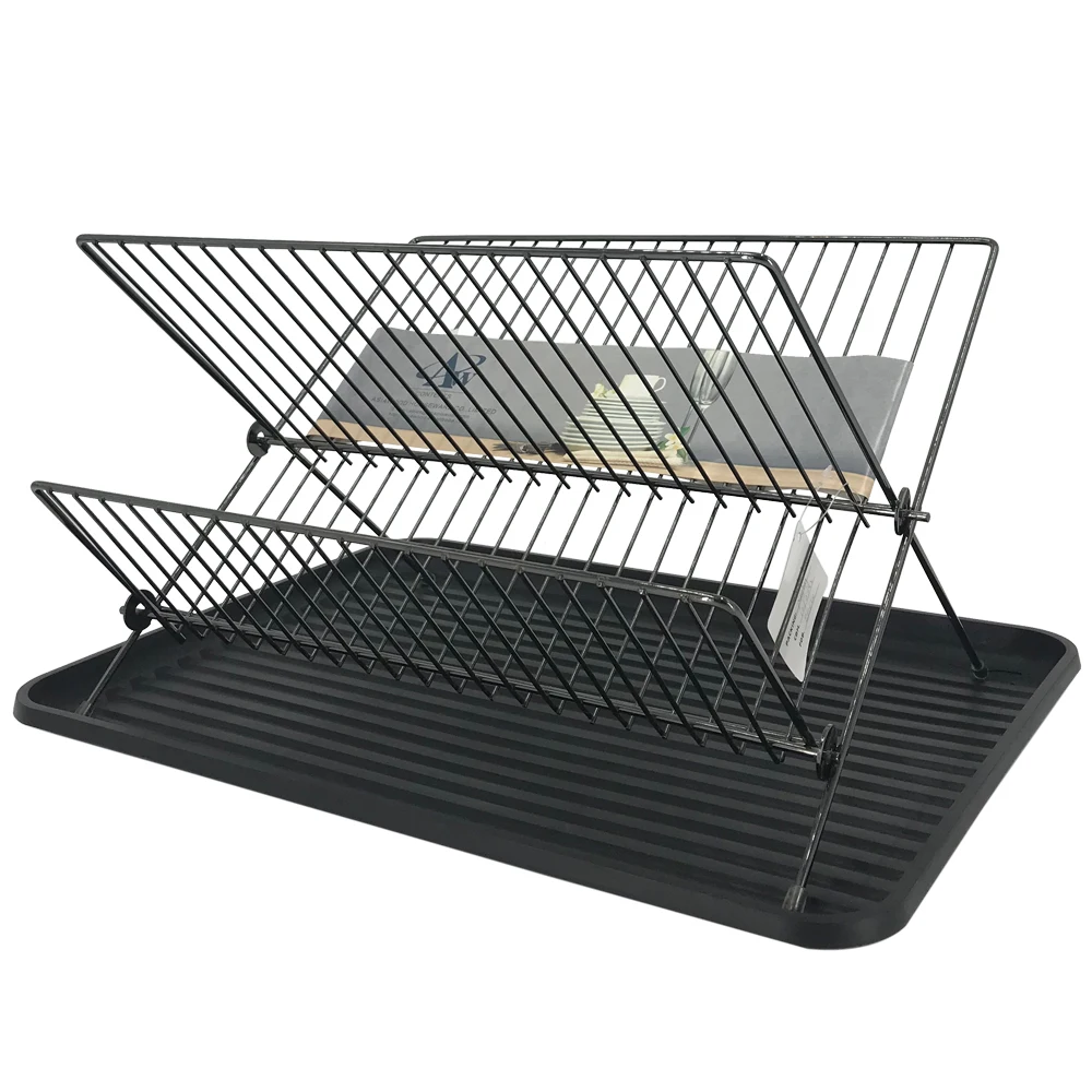 

New kitchen wire large collapsible dish rack drainer, Black(chrome)