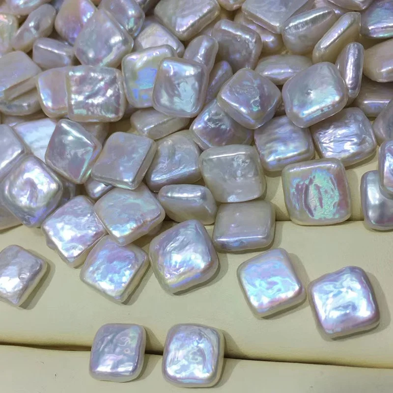 

Freshwater Baroque Natural Pearl Beads Flat Square Shape Loose Pearl