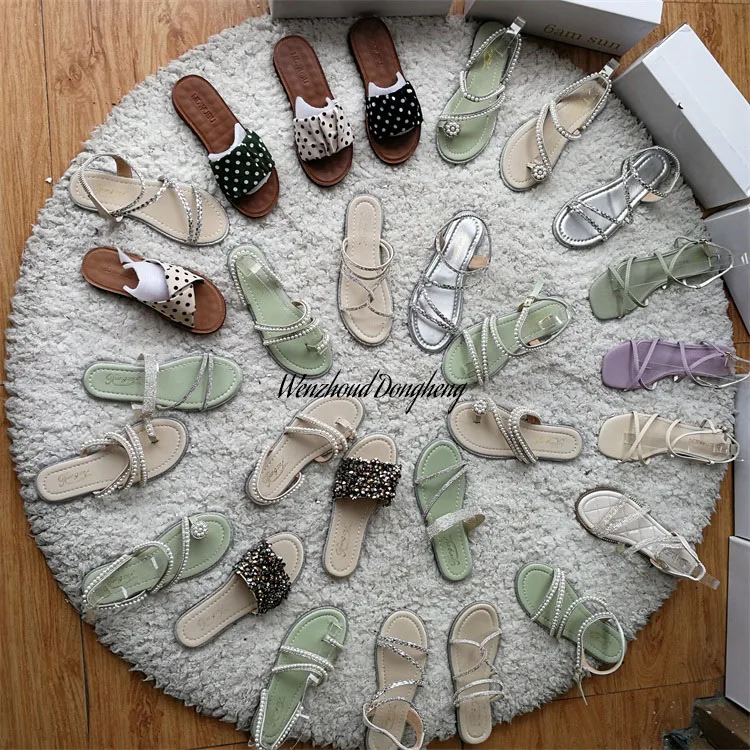 

W3264 Summer fashion slippers beauty simple flat H style womens sandals and shoe