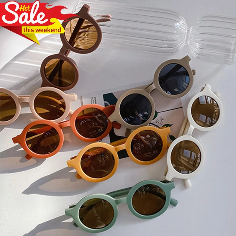

2022 Hot Sale Wholesale Custom Polarized Girls Boy Retro Colors Round Frosted Fashion Street Uv400 Children Baby Kids Sunglasses