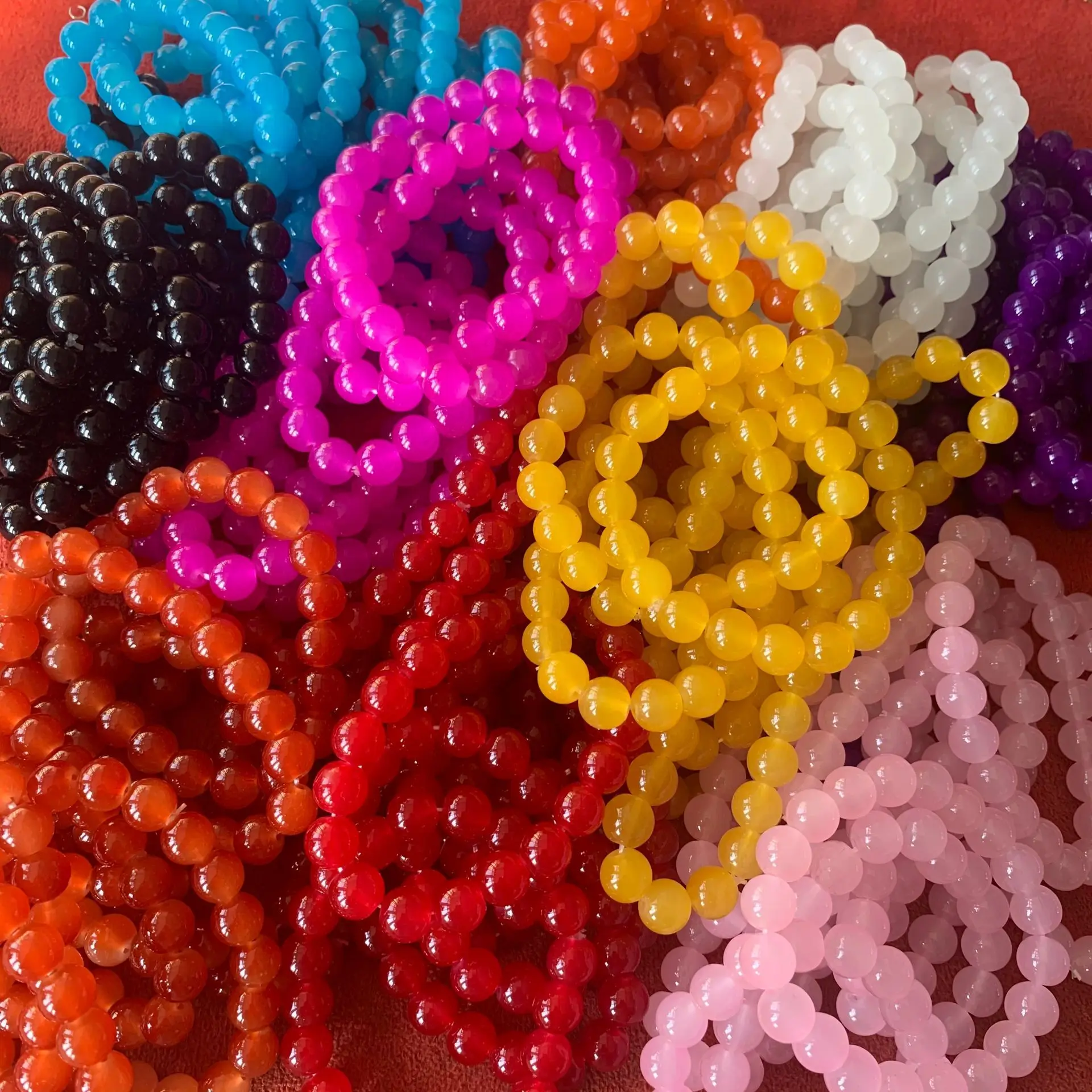 

10mm plain glass beads bracelets for DIY jewelry stretch semi-precious stone glass beaded bracelets girls Yoga bracelets gifts
