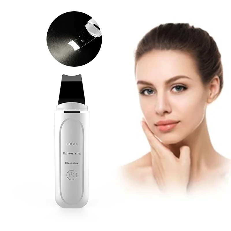 

2021 Female Best Portable Handheld White Usb Care Face Exfoliator Ultrasonic Beauty Machine Skin Scrubber