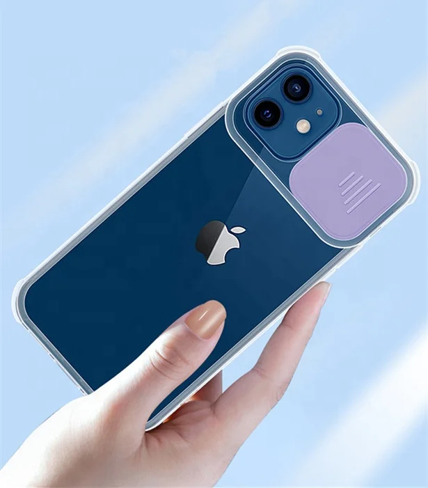 

Slide camera cover phone Case Shockproof TPU Protect Mobile Phone Accessories for iPhone 12/12 Pro/12 Pro Max case, Black, blue, purple,pink,multi