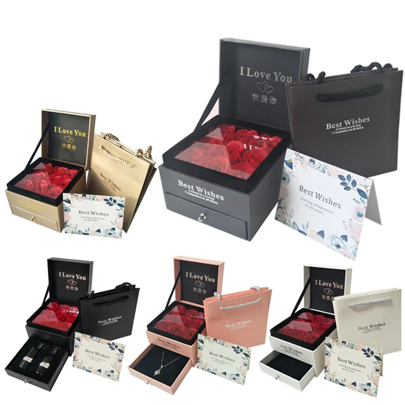 

Jewellery Customized Rose Jewelry Packaging Boxs Luxury Gift Box Bag Flower Draw Logo Jewelry Box, Gary(customized)