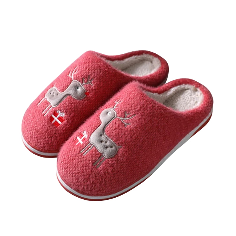 

2022 JOGHN winter warm woman and man couple Christmas deer fuzzy fur plush home indoor slipper