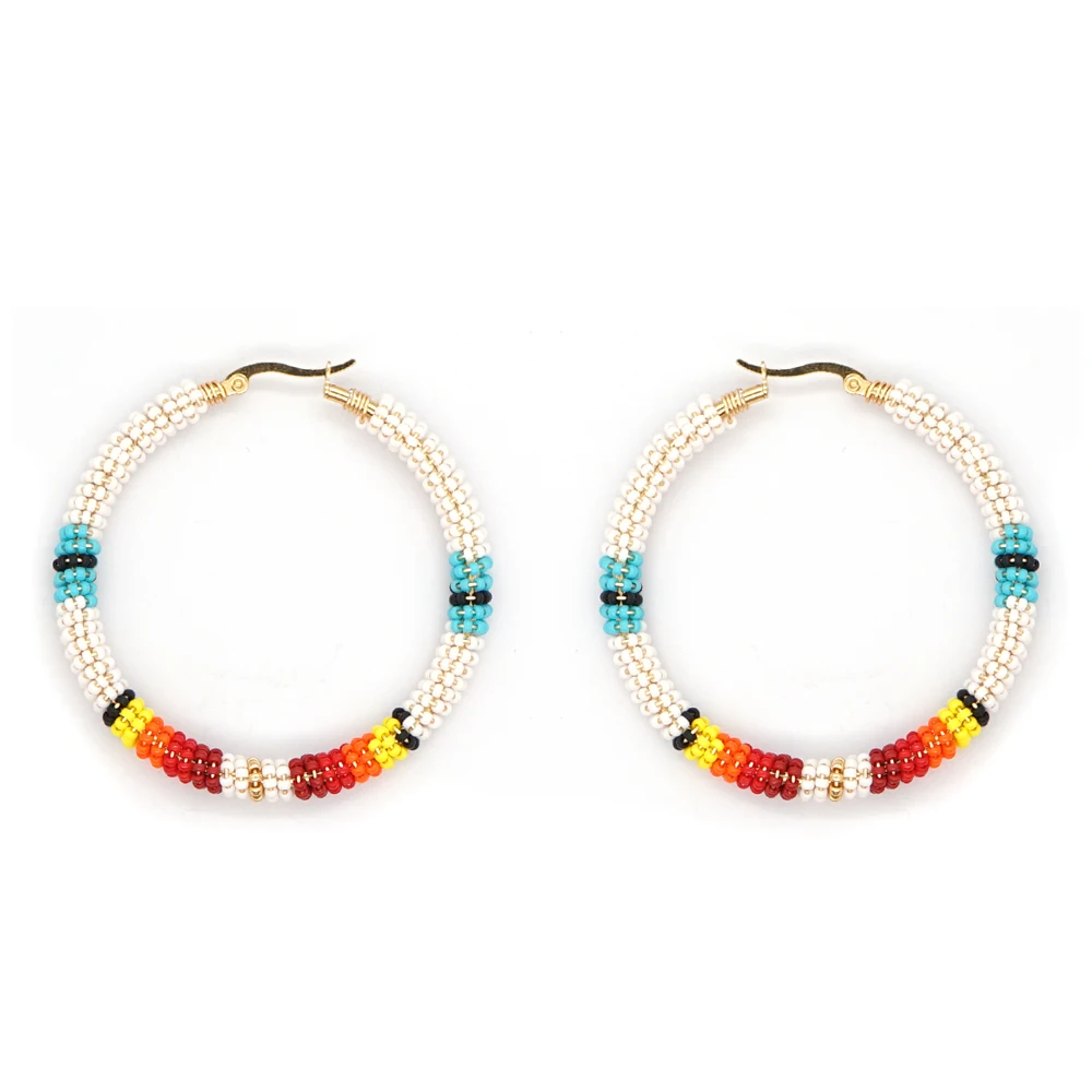 Go2boho Jewellery Miyuki Beaded Ear Ring Jewelry Stainless Steel Big Hollow Earring 2021 New Native Hoop Earrings For Women