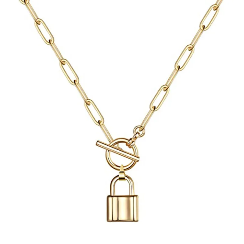 

Fashion Necklace Fancy Gold/Silver Plated Lock Medallion Necklace for Women