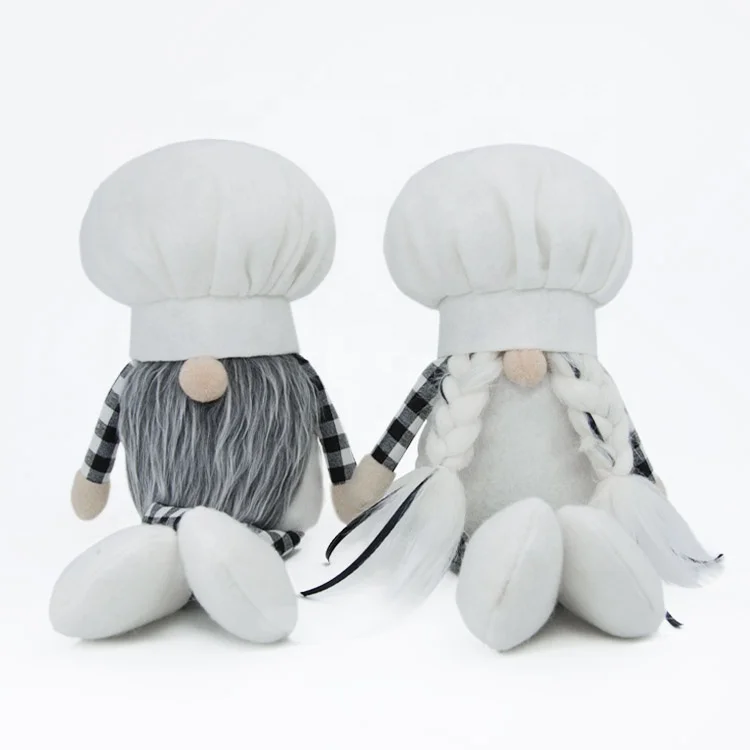 

Christmas gnomes 2021 handmade stuffed faceless chef gomes, White