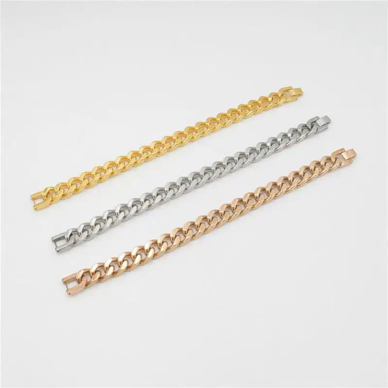 

Wholesale stainless steel bead jewelry 2021 single woven Stainless Steel Bracelet 18 K Rose Gold Men's women's Bracelets