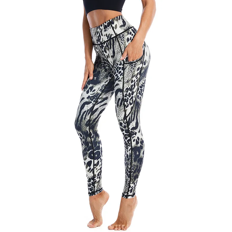 

Leopard Print Wear Printed Sports Clothing Yoga Leggings Pocket
