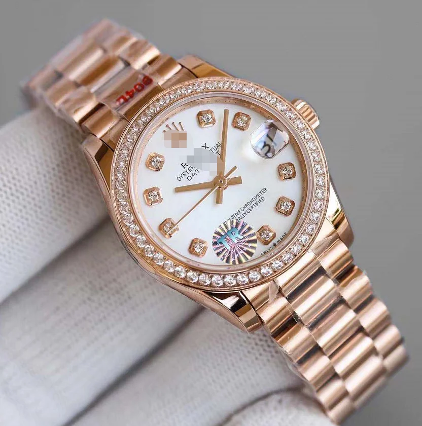 

31mm Women Inlaid Diamond Swiss Movement Waterproof 904L Stainless Steel Sapphire Mirror Glass Rolexables Watches