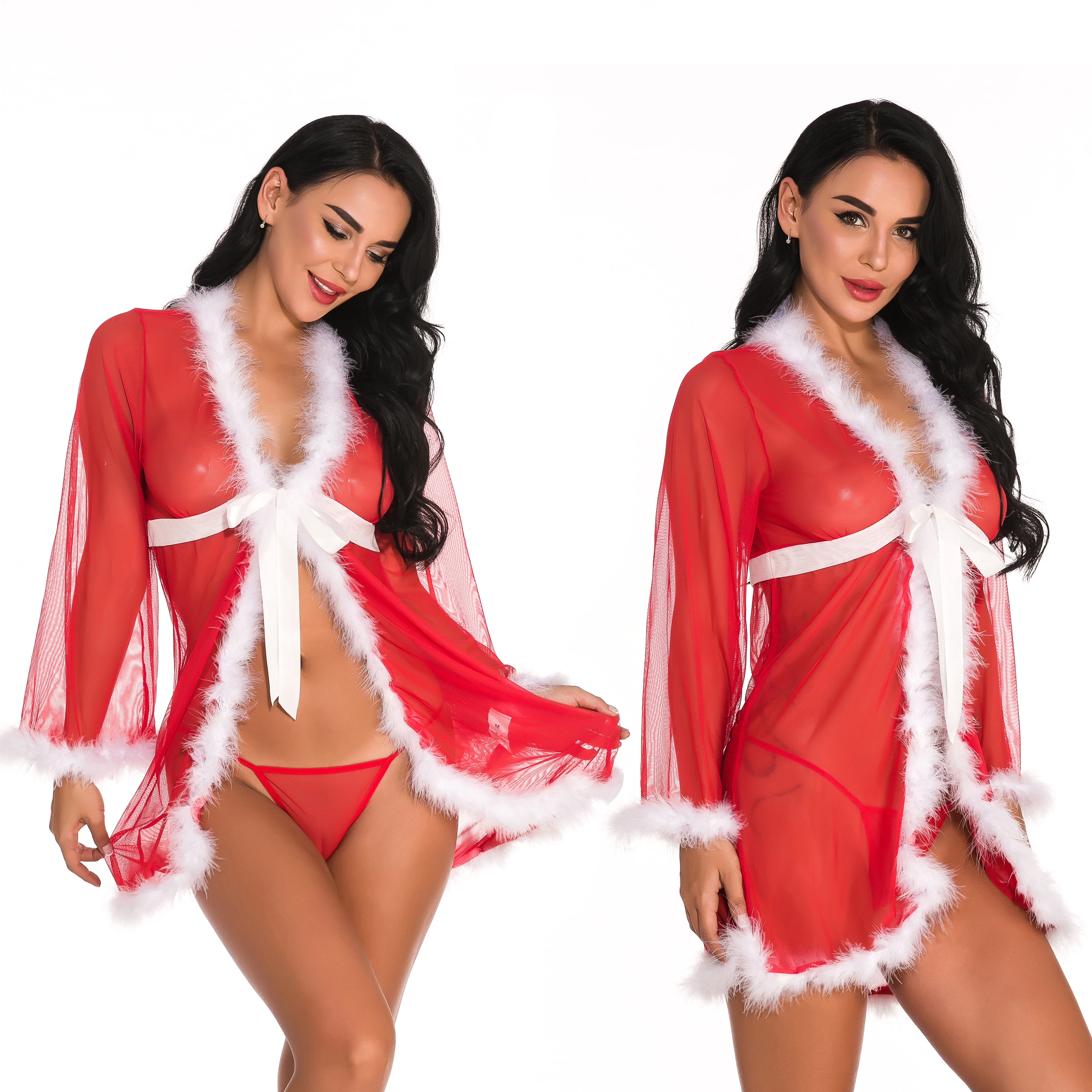 

Ladymate ODM/OEM Lenceia Sexy nightwear para Mujer conjunto de ropa interior de Santa Claus Lace babydoll Christmas lingeries