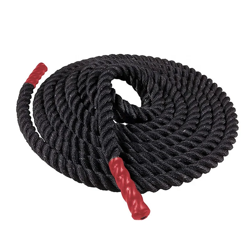 

Polyester Wear Resistant Physical Power Workout High Quality Exercise Fitness Training 9m 38mm Battle Rope For Sale, Black, customize other colors