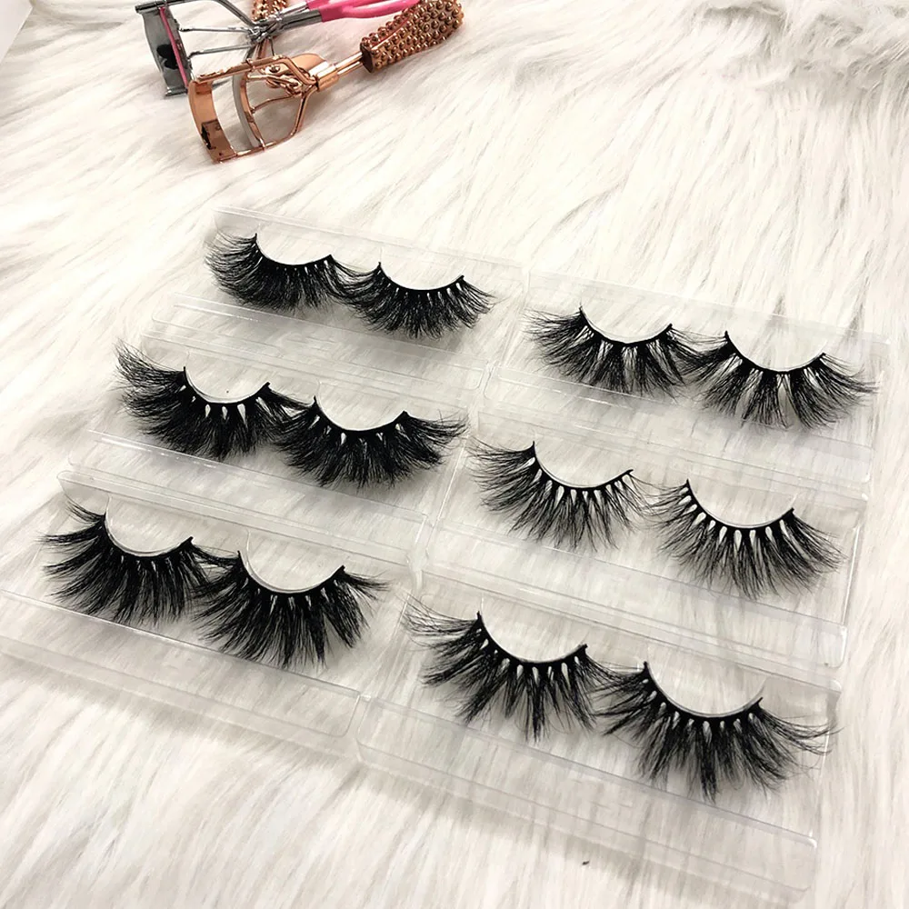 

100% 3d 5d mink eyelashes customized eyelashes box wholesale real 25mm mink eyelash, Natural black