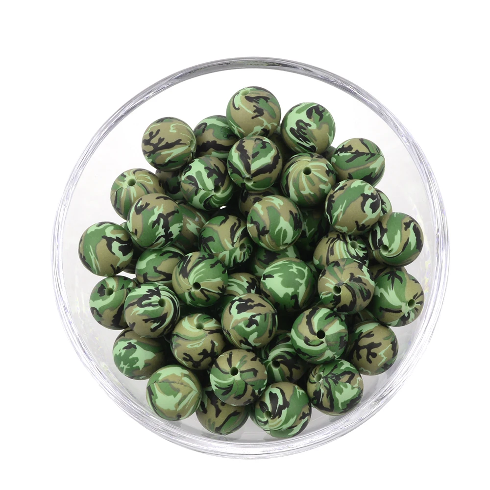 

Baby Chewable Food Grade Camouflage Printed Silicone Bead