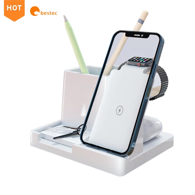 

Power station Wireless Charging Station 3 in 1 Wireless Charging Dock, Desk Charger Organizer Desktop Wireless Charging Station, Black ,white,customized