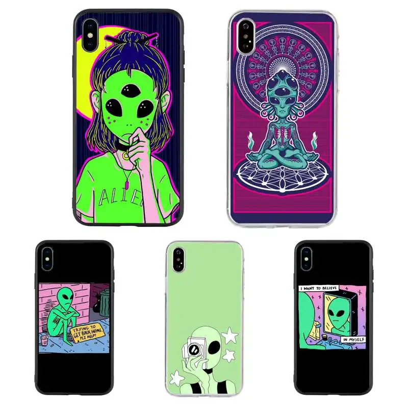 

Aesthetics Cute Cartoon alien space Soft Silicone Phone Case Cover Shell For iPhone 5 6 6s 7 8 Plus X XR XS MAX 11 pro max case