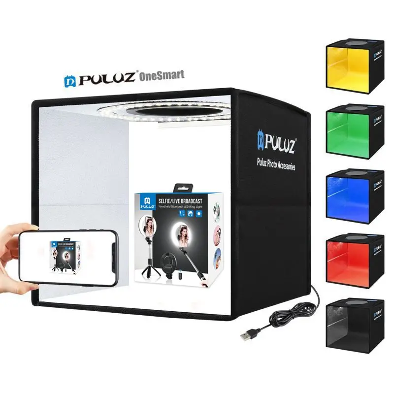 

Puluz 25cm cube mini light Shot box photography equipment softbox lighting kit photo studio foto accessories with background