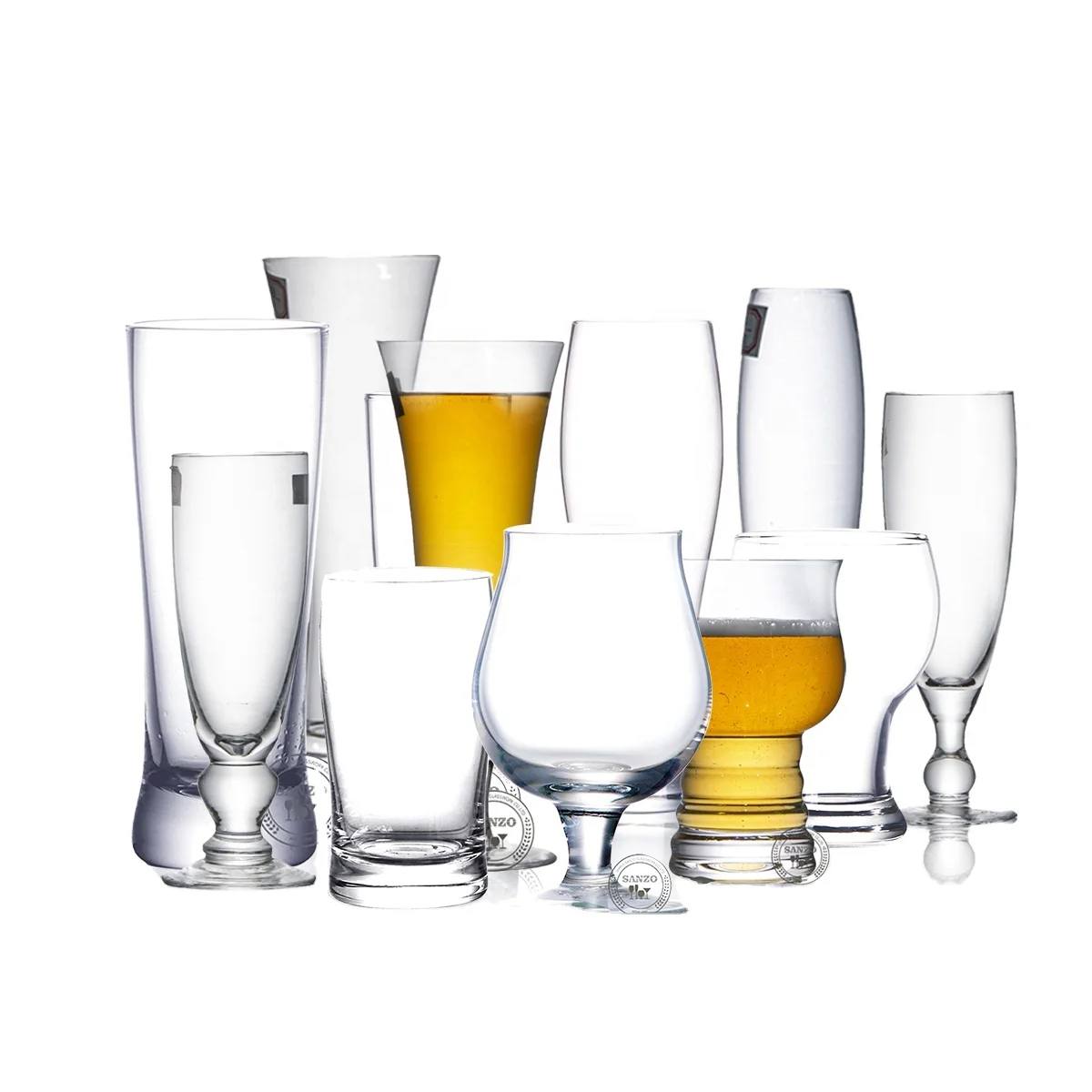 Image of High grade glass heavy base beer mug with custom logo for bar restaurant