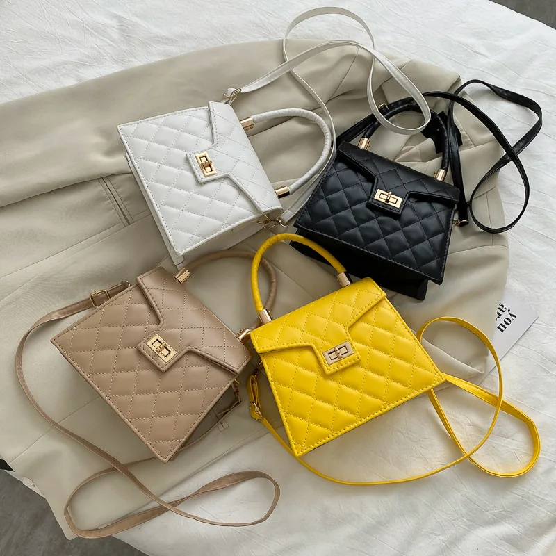 

New style simple capacity sling shoulder bag rhombus crossbody PU women's handbag