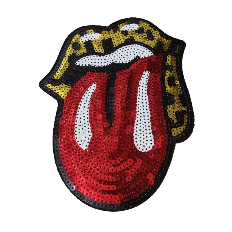 

Popular red tongue Sequin applique garment accessories ironing DIY embroidery patch