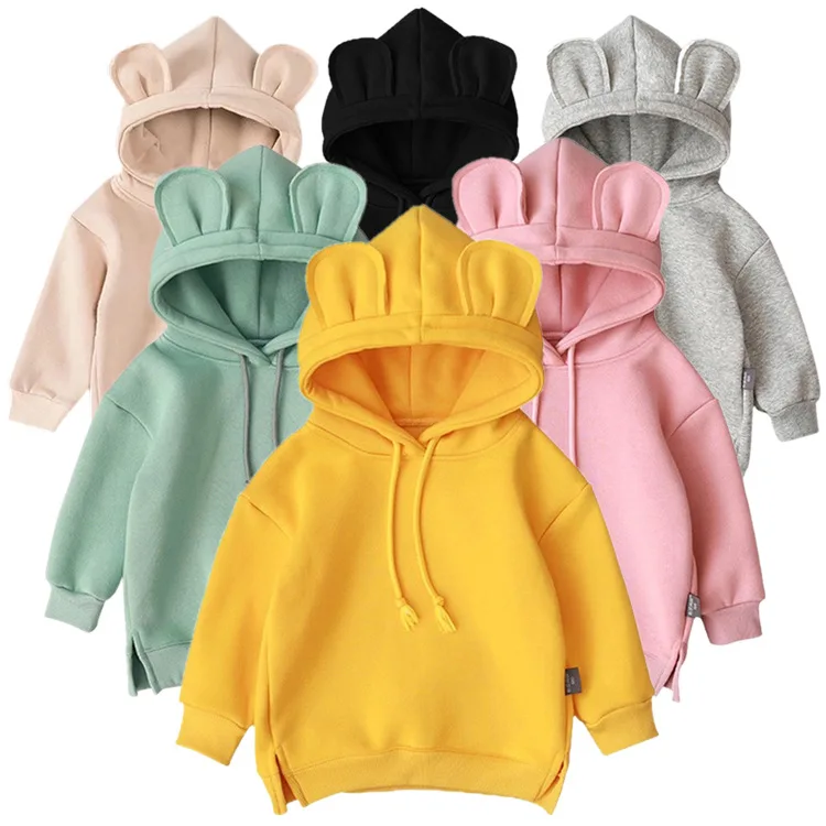 

Wholesale 2021 Solid Color Girl Fleece Hoodie Sweatshirt Custom Printing Cartoon Baby Boys Kids Hoodies