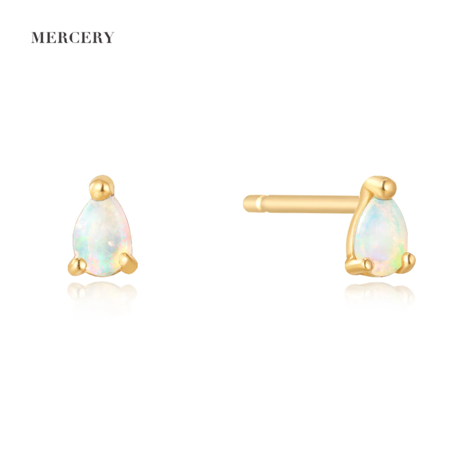 

Beautifully Designed Colorful Opal Ear Studs 14K Solid Gold Earrings Sweet Style Stud Earring