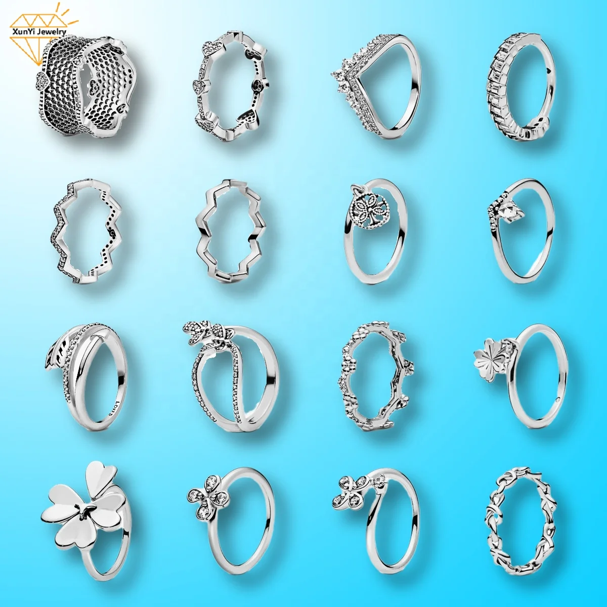 

New Product Silver Jewelry Main Material Office Style career Style Pandora Rings