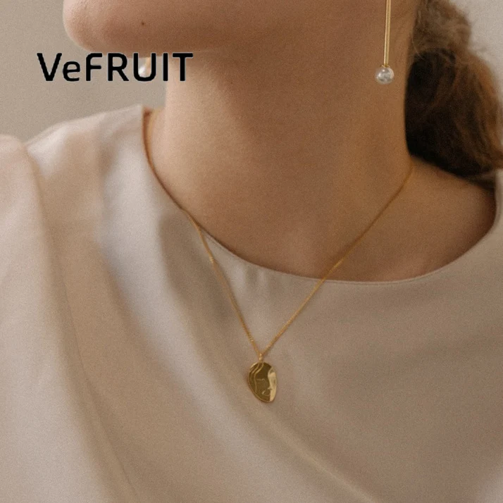 

VeFruit 18k gold plated chic portrait vermeil minimalist designer necklace fashion jewelry 2021 tarnish free